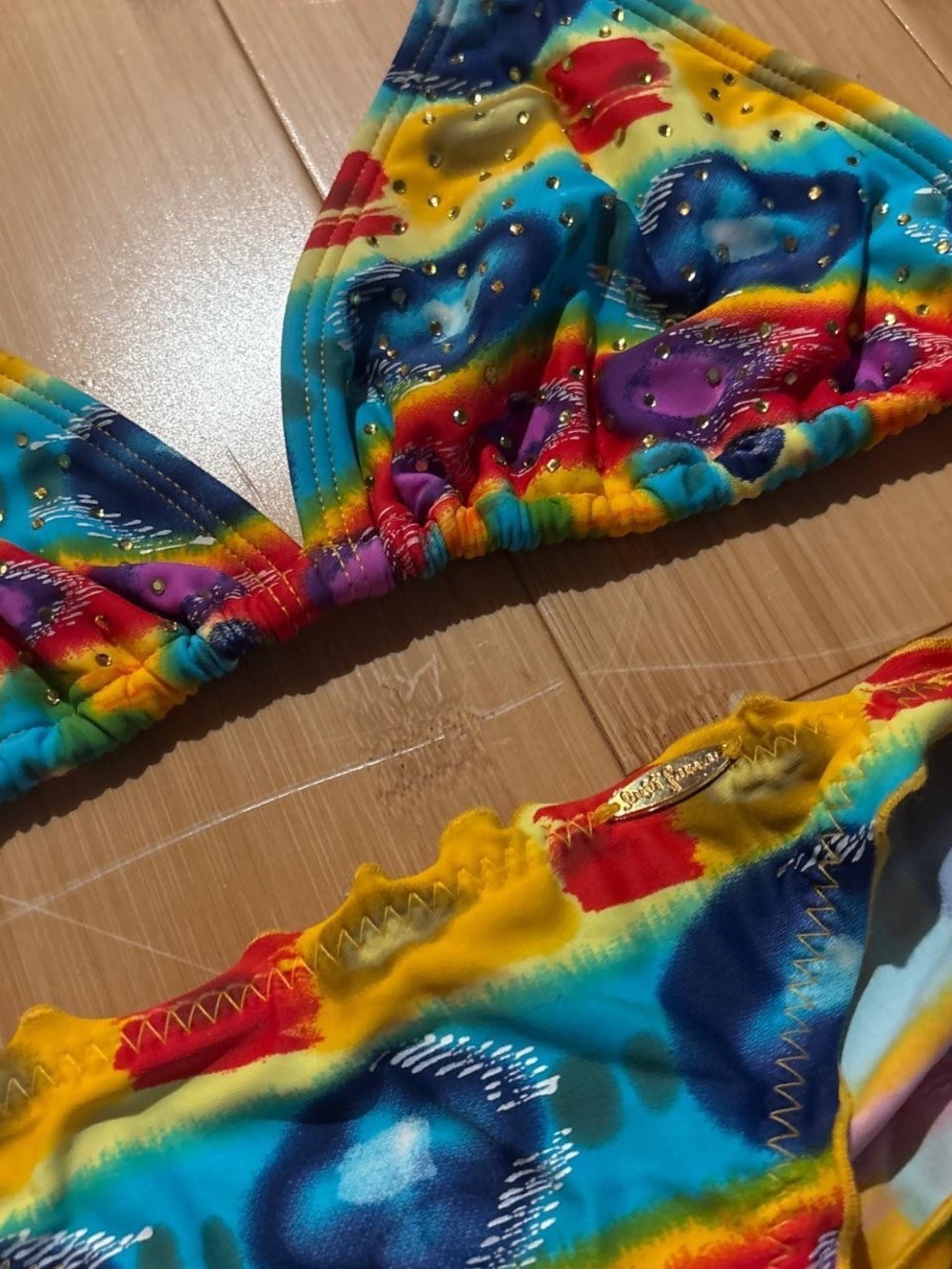Luli Fama Multicolor Ocho Rios Rhinestone Bikini Set - Picture 2 of 4